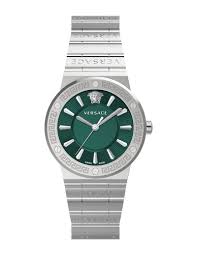 Versace Grace Silver Stainless Steel Green Dial Quartz Watch for Ladies - VEVH00920